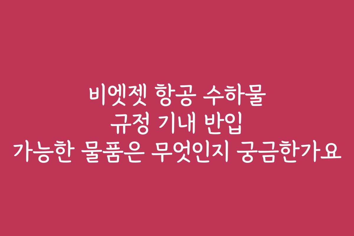 비엣젯 항공 수하물 규정 기내 반입 가능한 물품은 무엇인지 궁금한가요