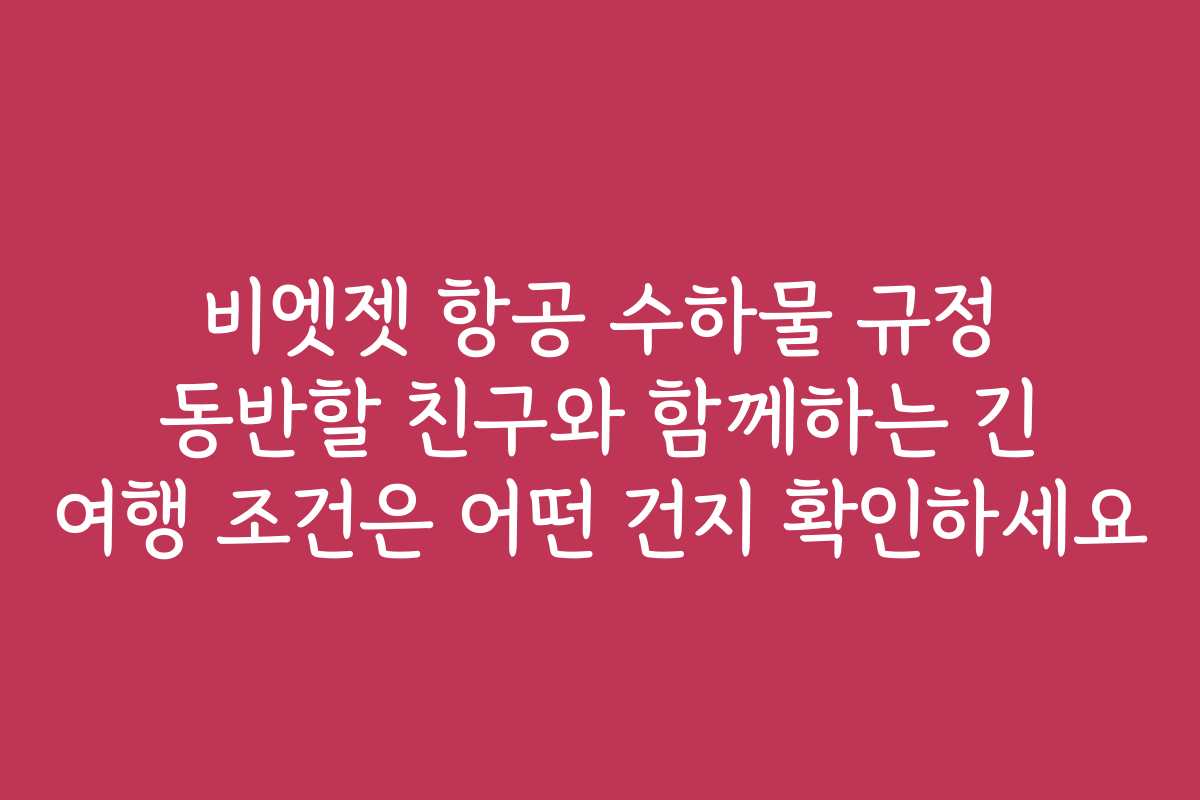 비엣젯 항공 수하물 규정 동반할 친구와 함께하는 긴 여행 조건은 어떤 건지 확인하세요