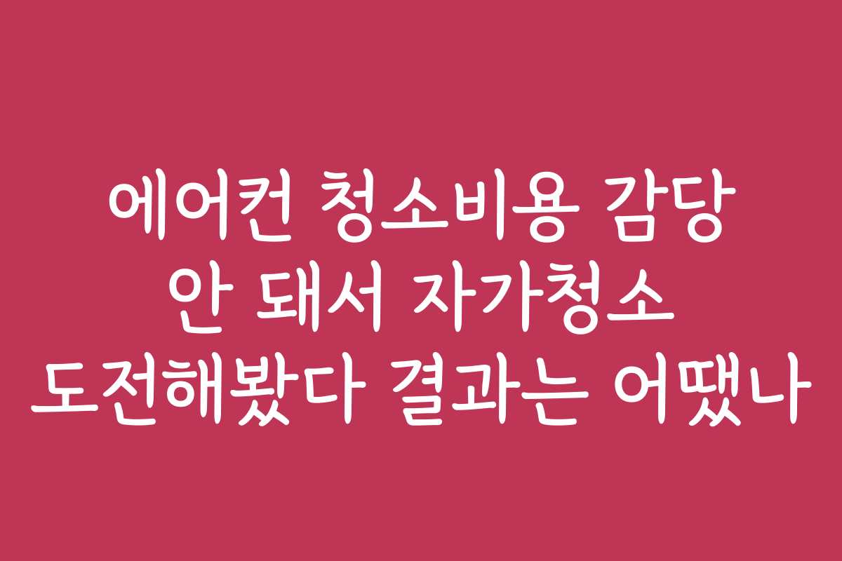 에어컨 청소비용 감당 안 돼서 자가청소 도전해봤다 결과는 어땠나