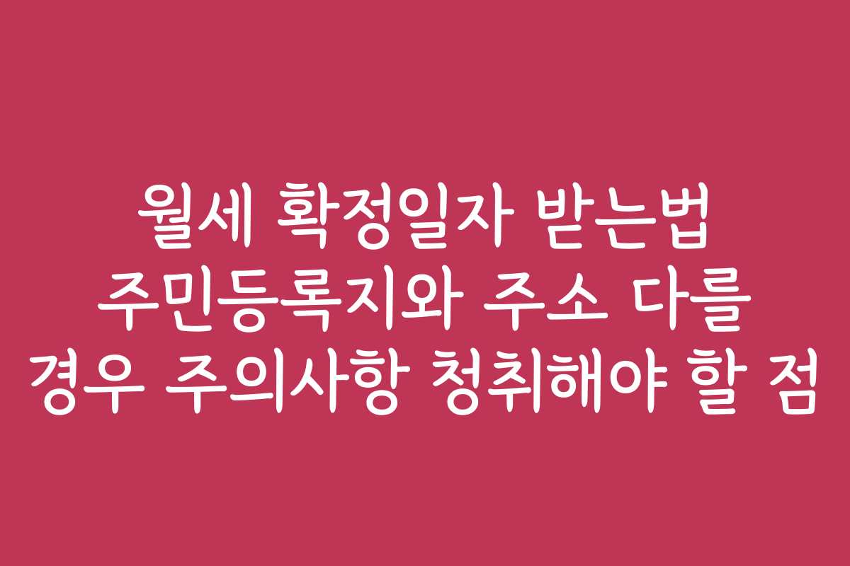 월세 확정일자 받는법 주민등록지와 주소 다를 경우 주의사항 청취해야 할 점