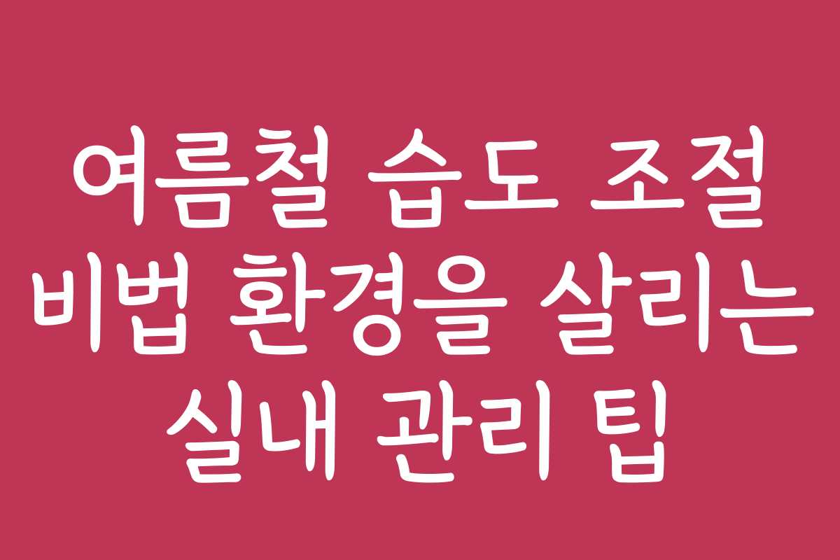 여름철 습도 조절 비법 환경을 살리는 실내 관리 팁