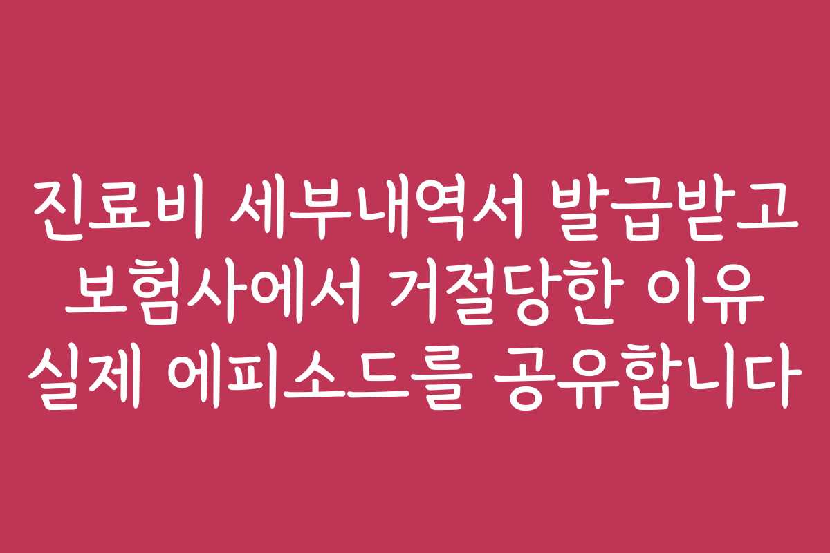 진료비 세부내역서 발급받고 보험사에서 거절당한 이유 실제 에피소드를 공유합니다