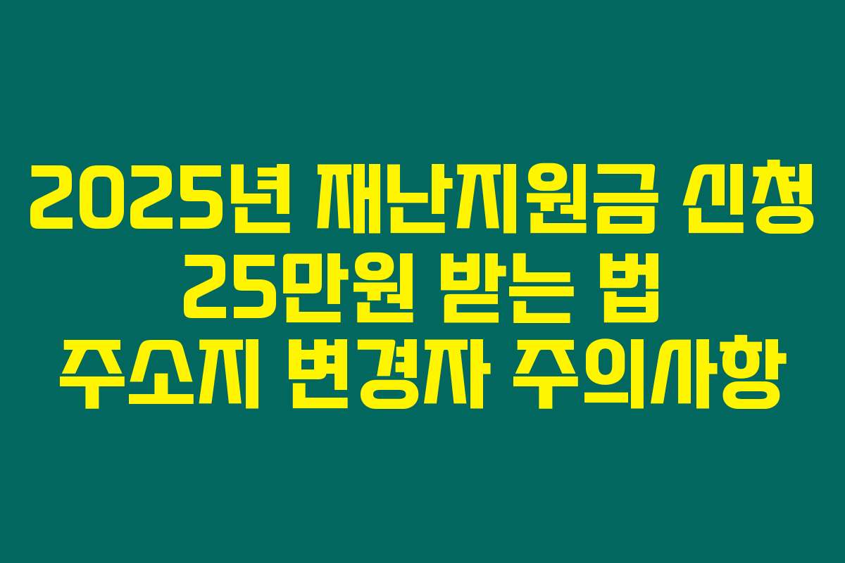 2025년 재난지원금 신청 25만원 받는 법 주소지 변경자 주의사항