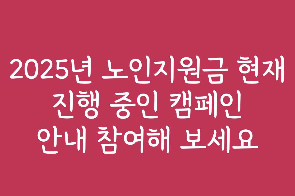 2025년 노인지원금 현재 진행 중인 캠페인 안내 참여해 보세요