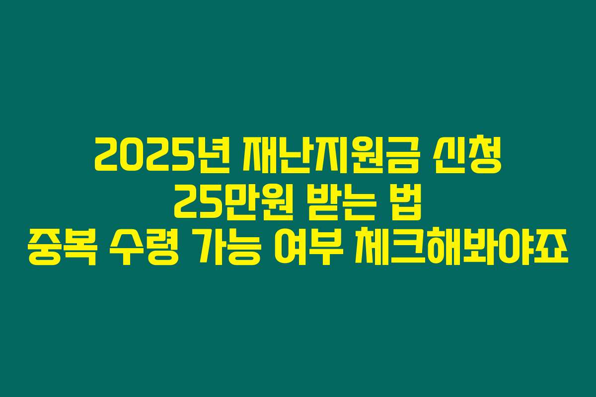 2025년 재난지원금 신청 25만원 받는 법 중복 수령 가능 여부 체크해봐야죠