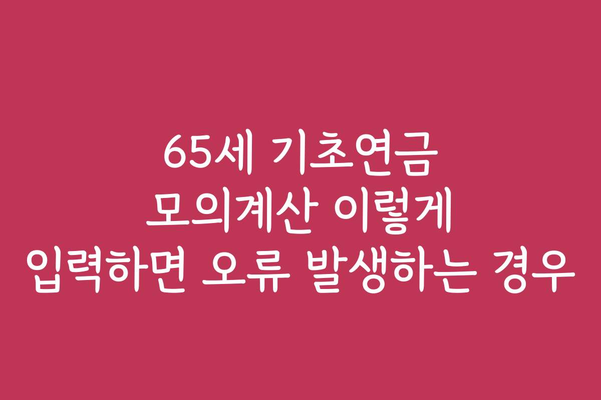 65세 기초연금 모의계산 이렇게 입력하면 오류 발생하는 경우