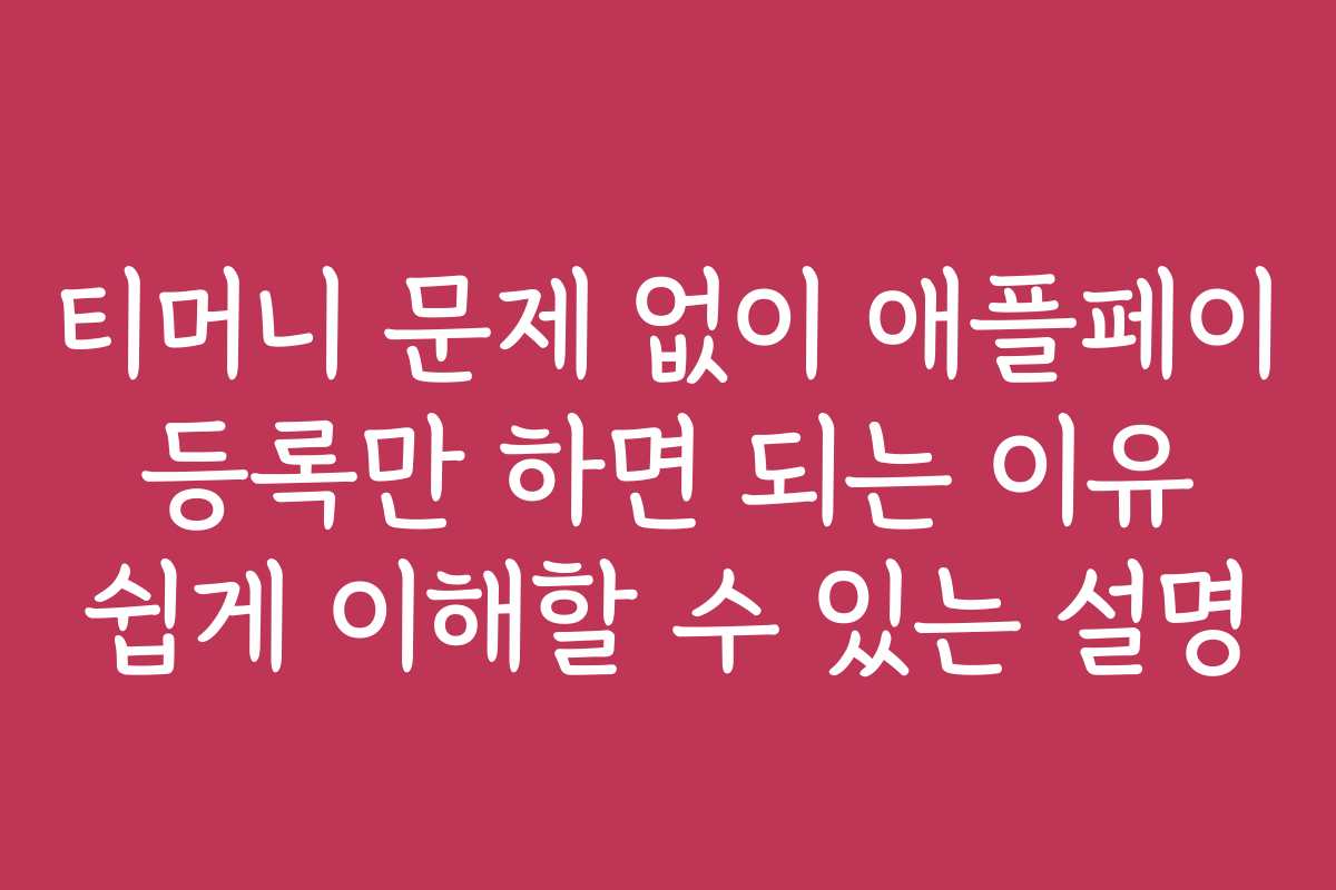 티머니 문제 없이 애플페이 등록만 하면 되는 이유 쉽게 이해할 수 있는 설명