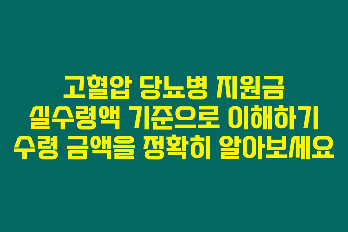 고혈압 당뇨병 지원금 실수령액 기준으로 이해하기 수령 금액을 정확히 알아보세요