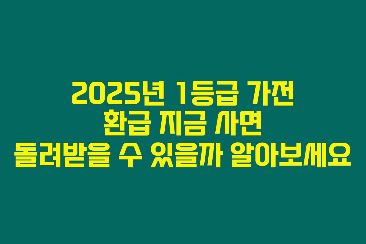 2025년 1등급 가전 환급 지금 사면 돌려받을 수 있을까 알아보세요