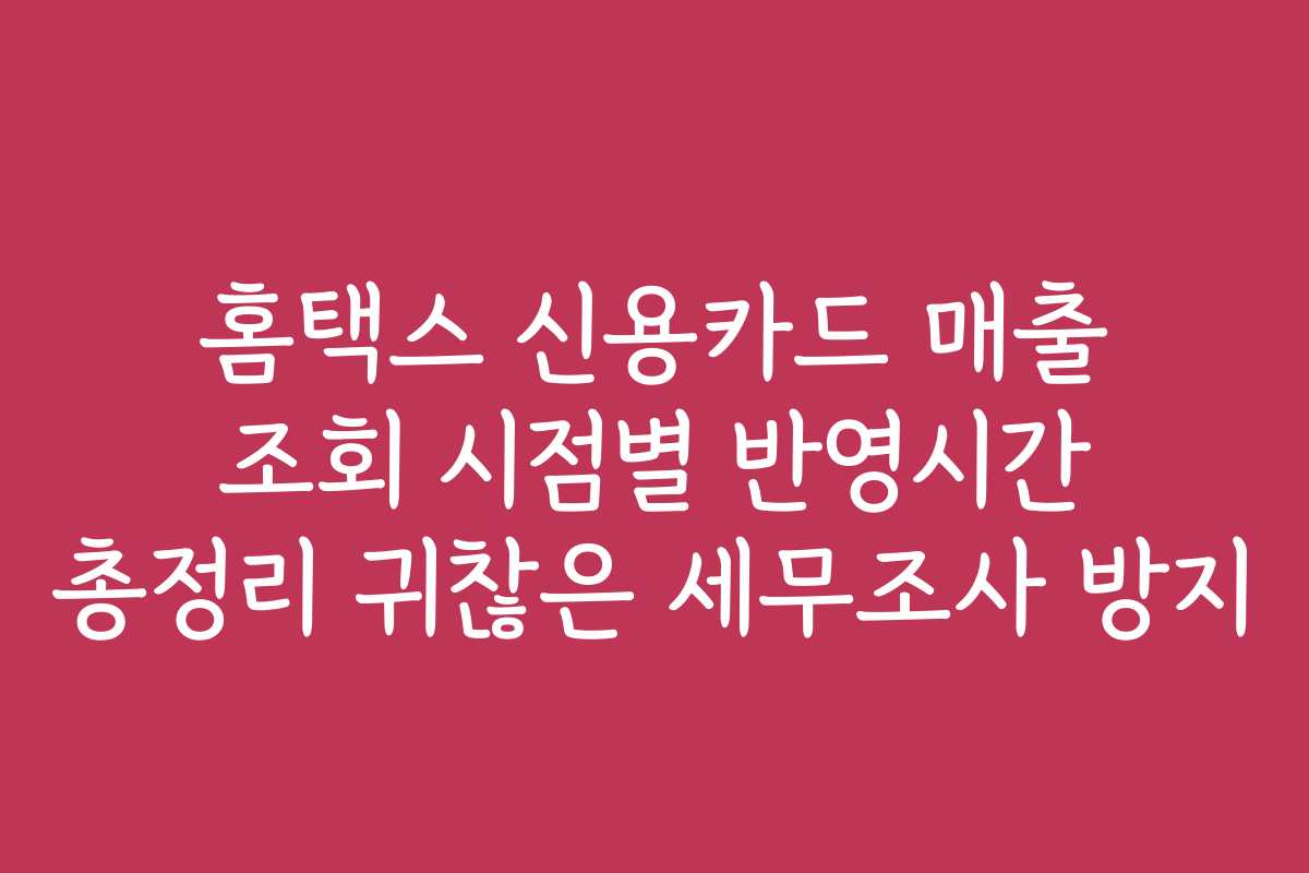 홈택스 신용카드 매출 조회 시점별 반영시간 총정리 귀찮은 세무조사 방지
