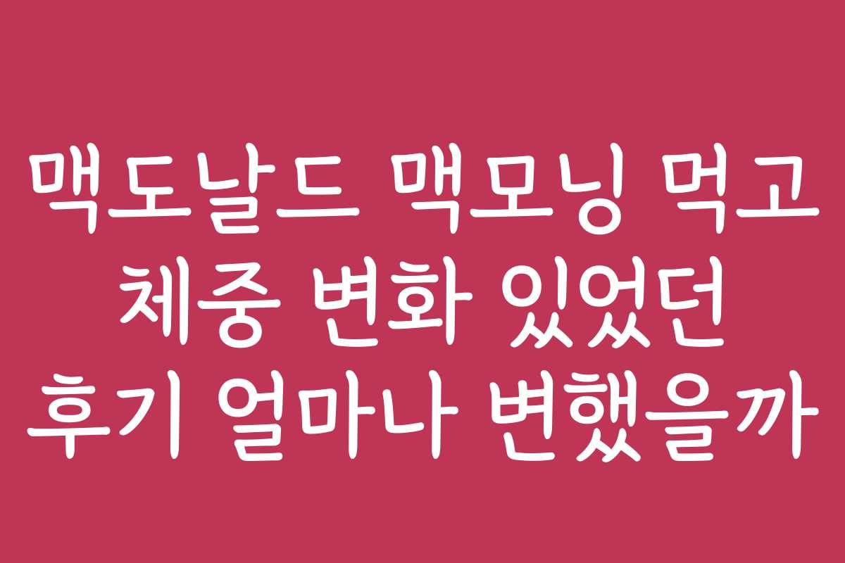 맥도날드 맥모닝 먹고 체중 변화 있었던 후기 얼마나 변했을까