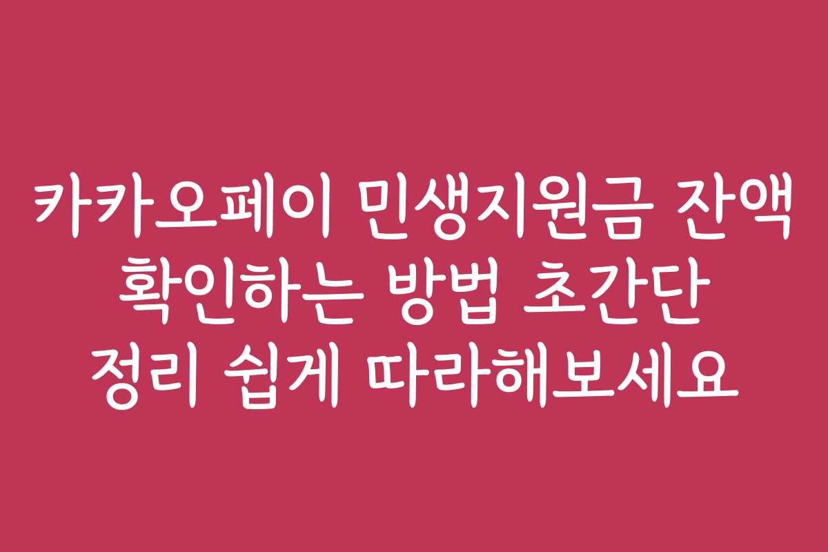 카카오페이 민생지원금 잔액 확인하는 방법 초간단 정리 쉽게 따라해보세요