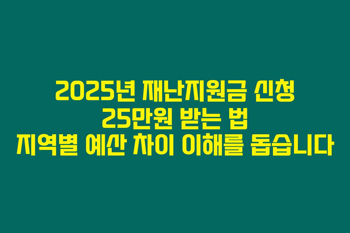 2025년 재난지원금 신청 25만원 받는 법 지역별 예산 차이 이해를 돕습니다