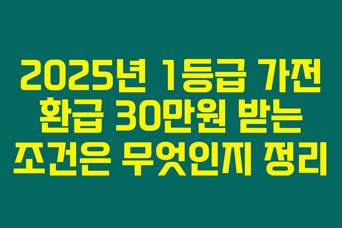 2025년 1등급 가전 환급 30만원 받는 조건은 무엇인지 정리