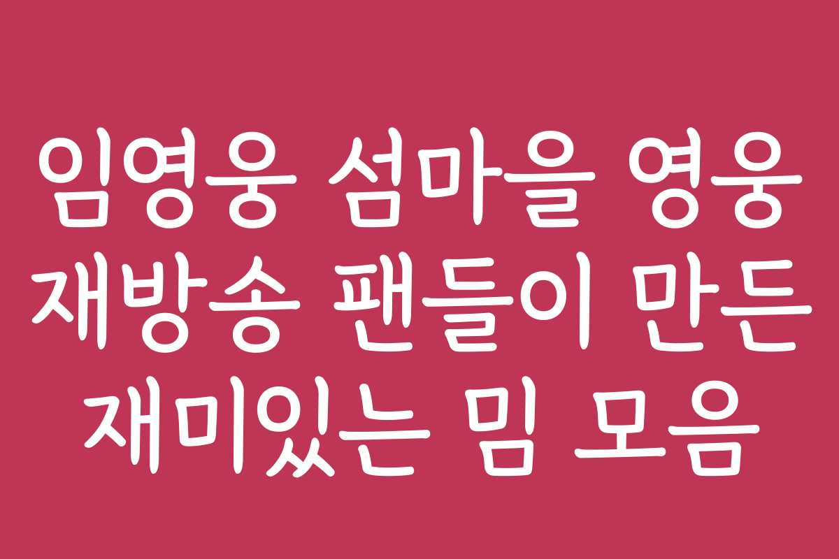 임영웅 섬마을 영웅 재방송 팬들이 만든 재미있는 밈 모음