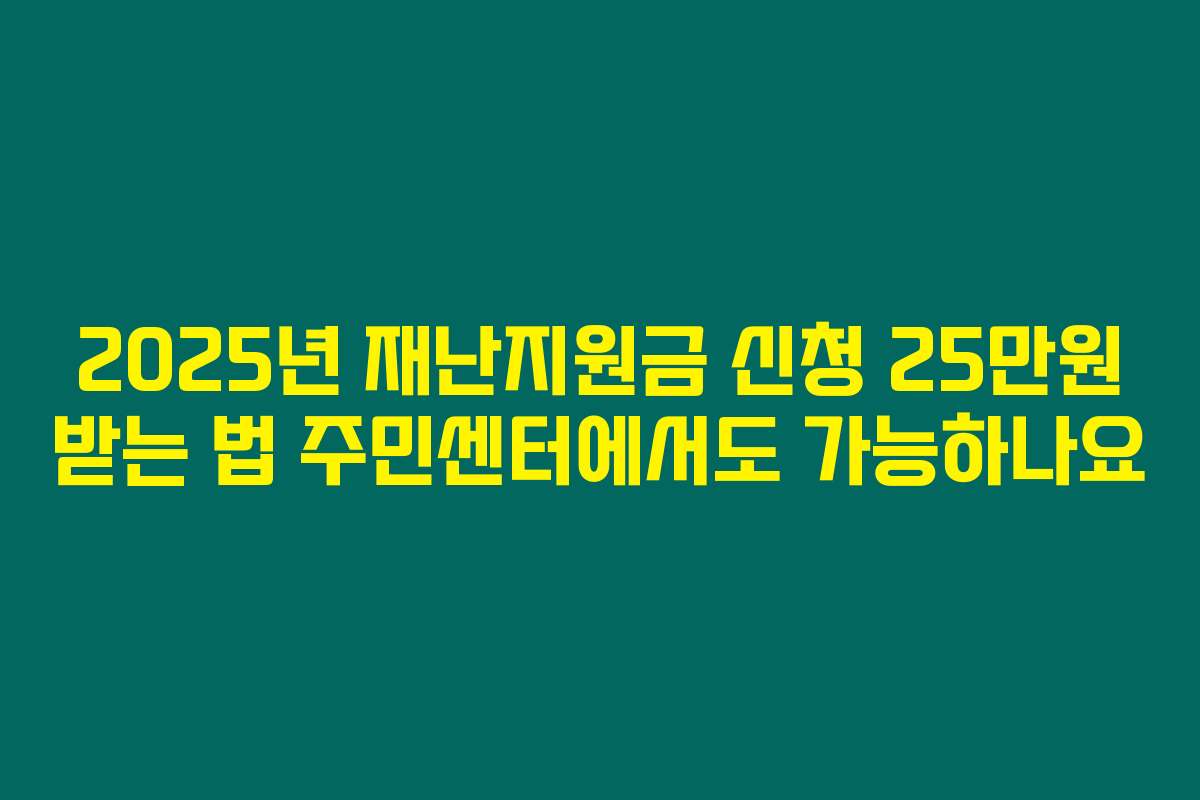 2025년 재난지원금 신청 25만원 받는 법 주민센터에서도 가능하나요