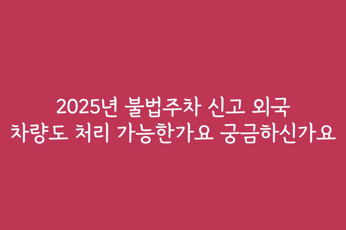 2025년 불법주차 신고 외국 차량도 처리 가능한가요 궁금하신가요