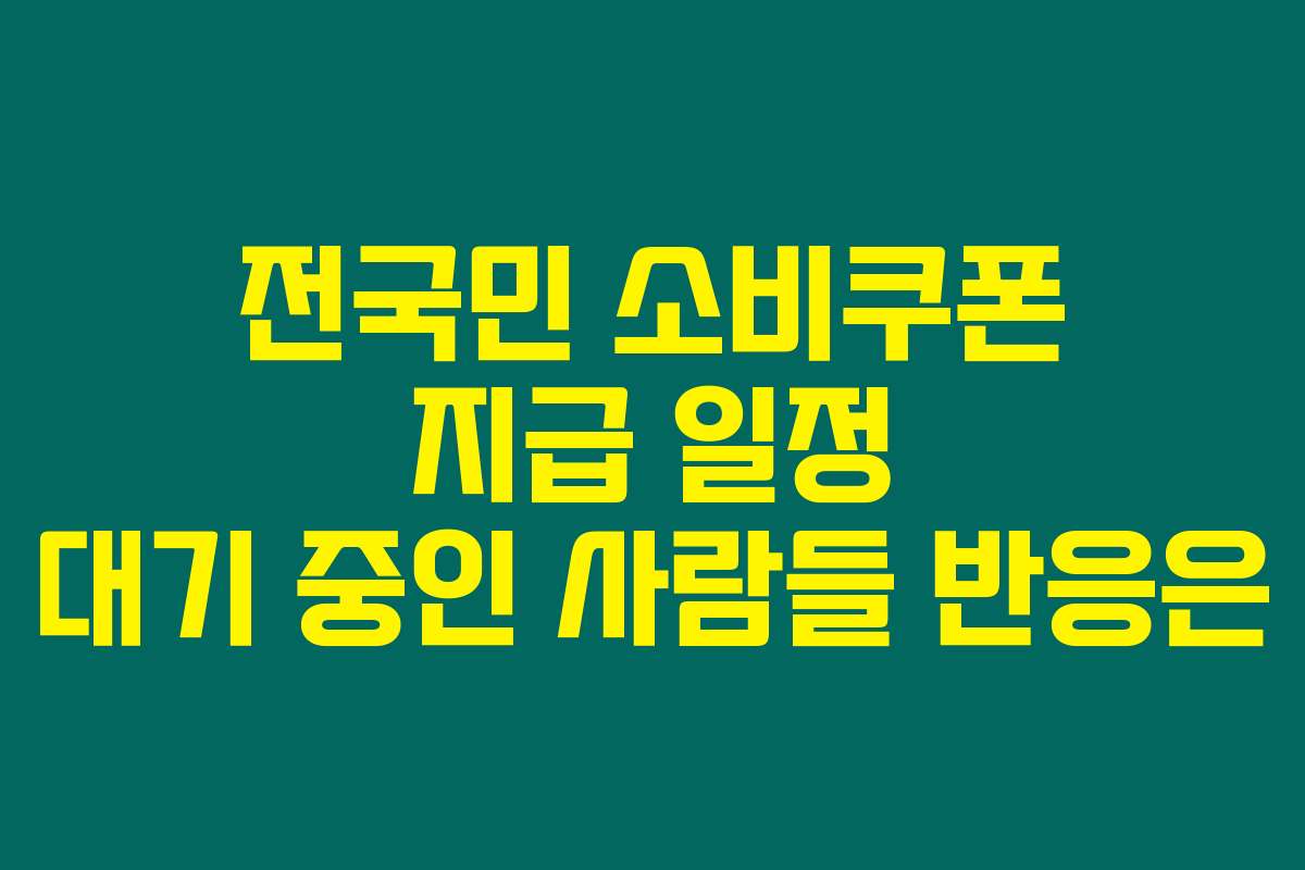 전국민 소비쿠폰 지급 일정 대기 중인 사람들 반응은