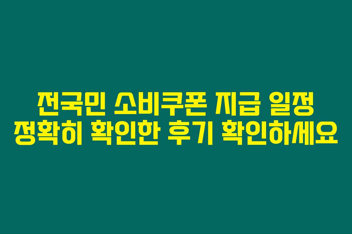 전국민 소비쿠폰 지급 일정 정확히 확인한 후기 확인하세요