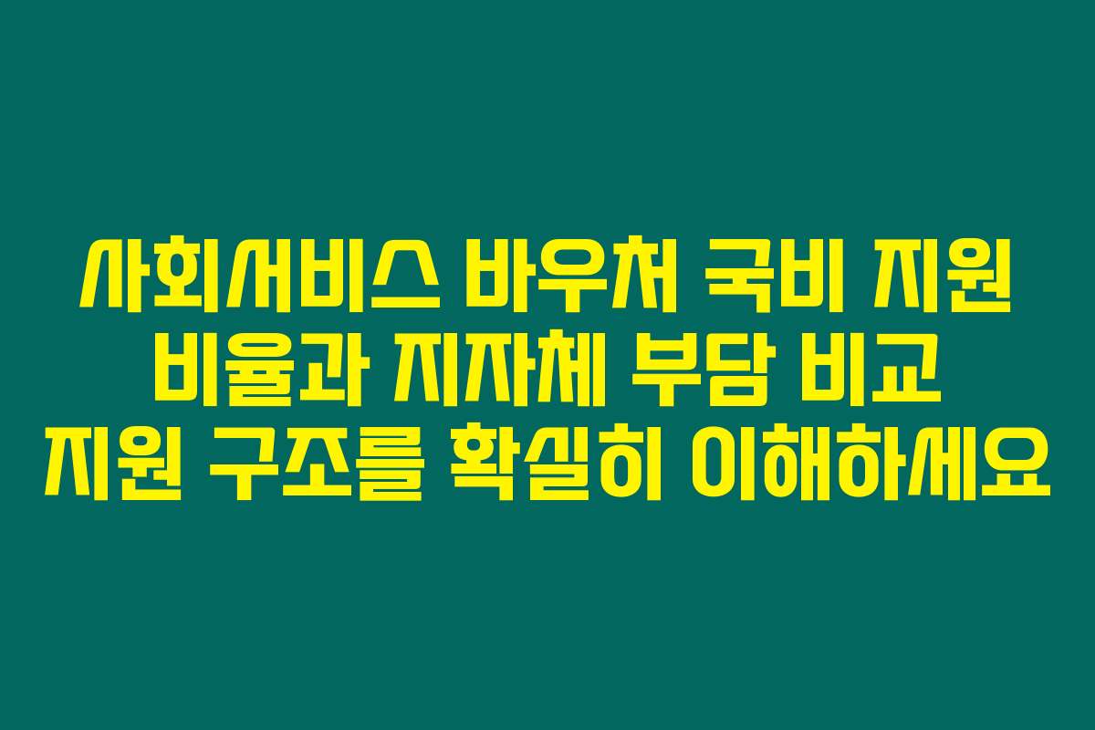 사회서비스 바우처 국비 지원 비율과 지자체 부담 비교 지원 구조를 확실히 이해하세요