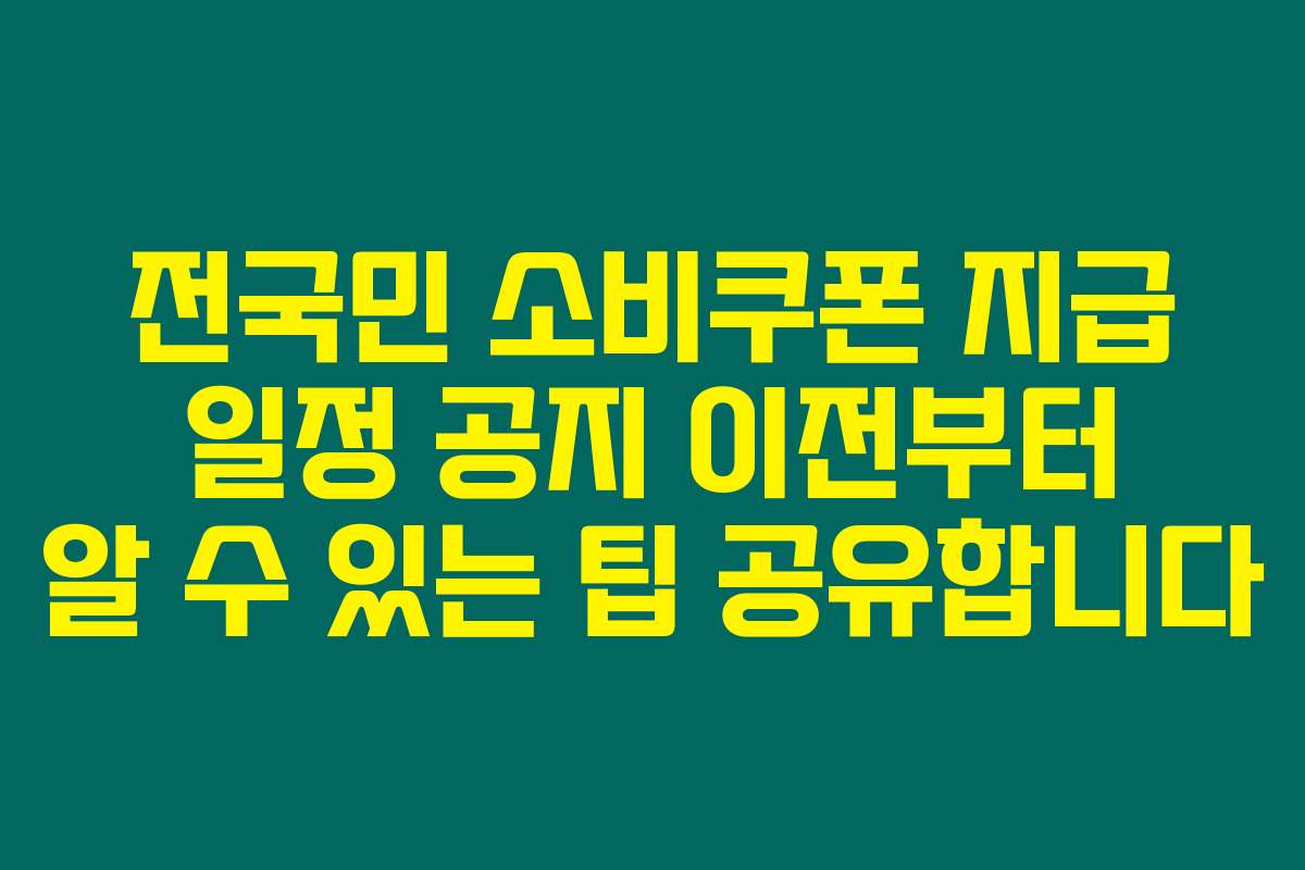 전국민 소비쿠폰 지급 일정 공지 이전부터 알 수 있는 팁 공유합니다
