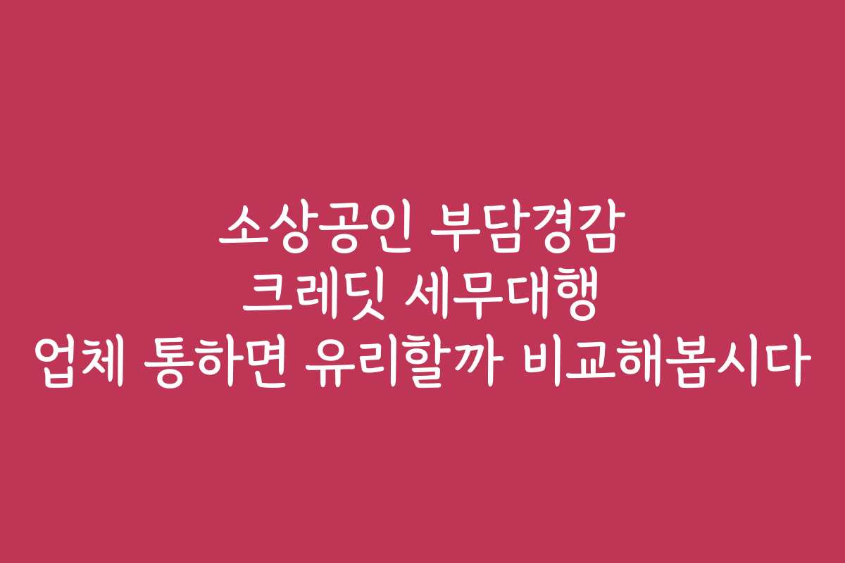 소상공인 부담경감 크레딧 세무대행 업체 통하면 유리할까 비교해봅시다