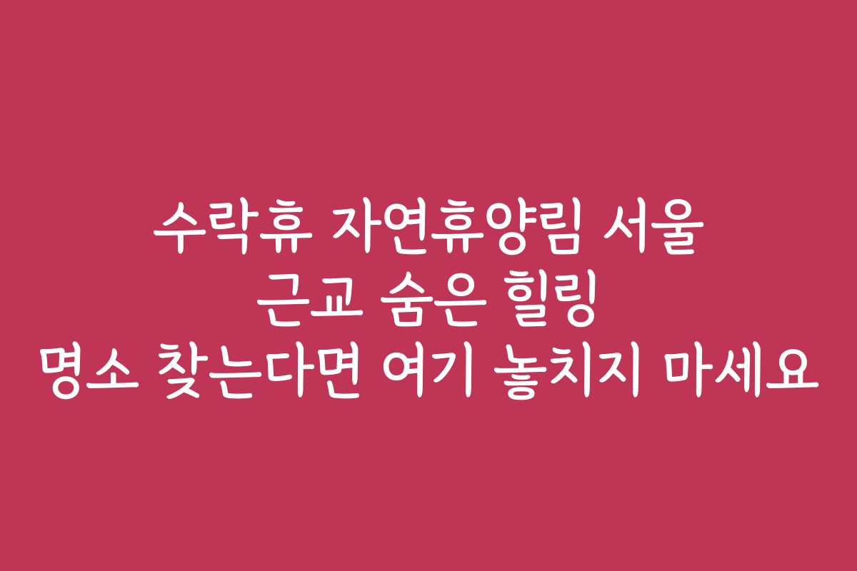 수락휴 자연휴양림 서울 근교 숨은 힐링 명소 찾는다면 여기 놓치지 마세요