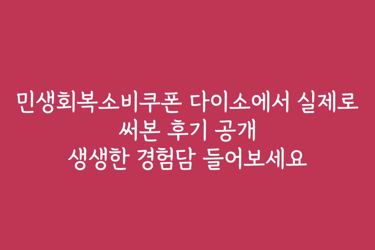 민생회복소비쿠폰 다이소에서 실제로 써본 후기 공개 생생한 경험담 들어보세요
