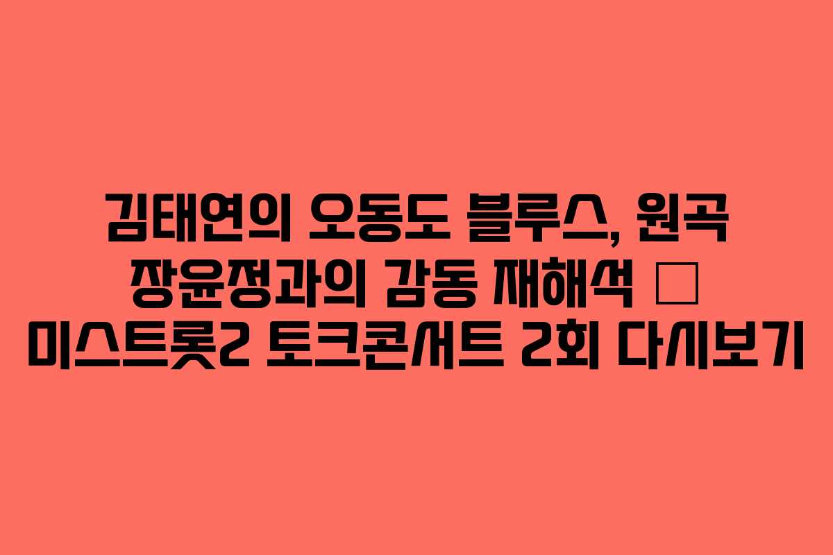 김태연의 오동도 블루스, 원곡 장윤정과의 감동 재해석 — 미스트롯2 토크콘서트 2회 다시보기