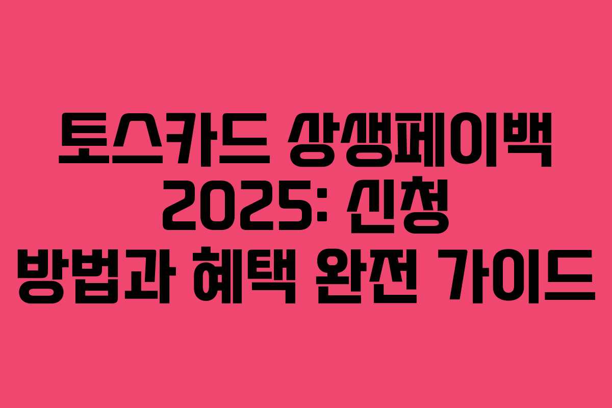 토스카드 상생페이백 2025: 신청 방법과 혜택 완전 가이드