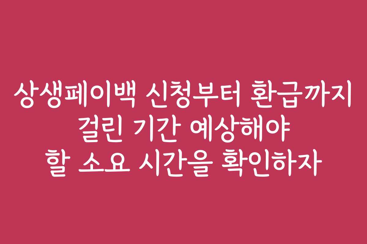 상생페이백 신청부터 환급까지 걸린 기간 예상해야 할 소요 시간을 확인하자