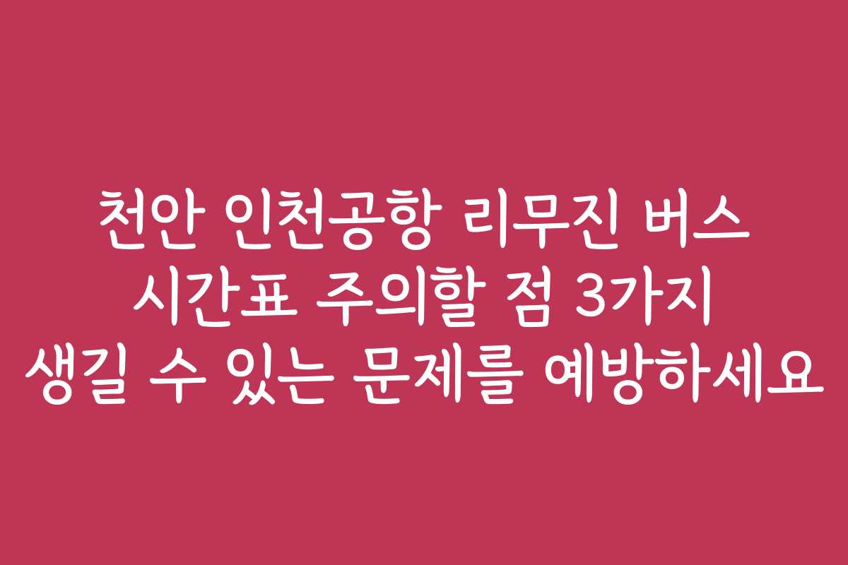 천안 인천공항 리무진 버스 시간표 주의할 점 3가지 생길 수 있는 문제를 예방하세요