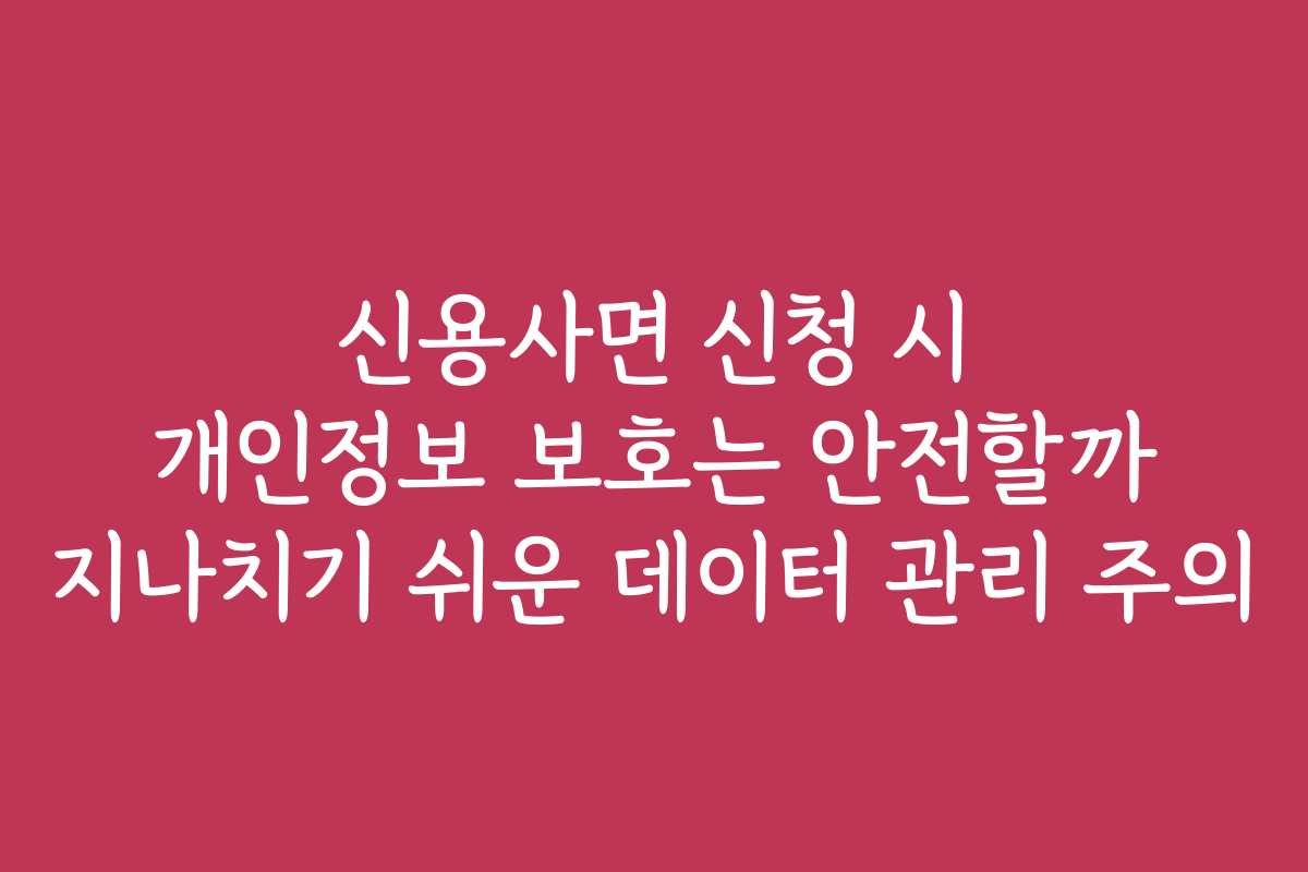 신용사면 신청 시 개인정보 보호는 안전할까 지나치기 쉬운 데이터 관리 주의