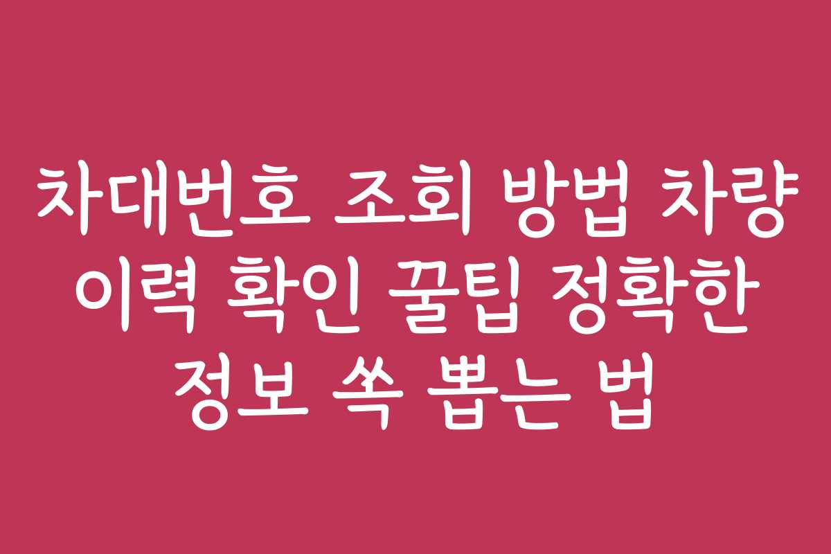 차대번호 조회 방법 차량 이력 확인 꿀팁 정확한 정보 쏙 뽑는 법