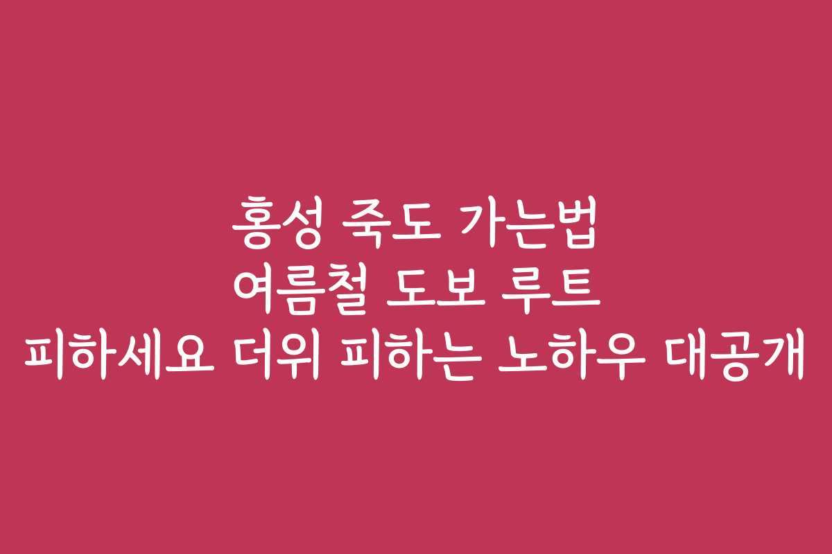 홍성 죽도 가는법 여름철 도보 루트 피하세요 더위 피하는 노하우 대공개