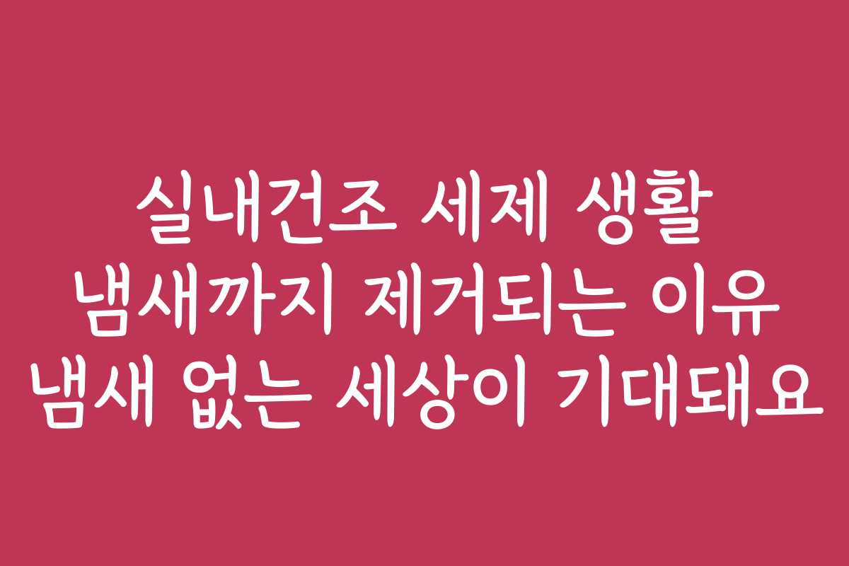 실내건조 세제 생활 냄새까지 제거되는 이유 냄새 없는 세상이 기대돼요