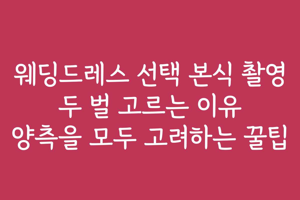 웨딩드레스 선택 본식 촬영 두 벌 고르는 이유 양측을 모두 고려하는 꿀팁