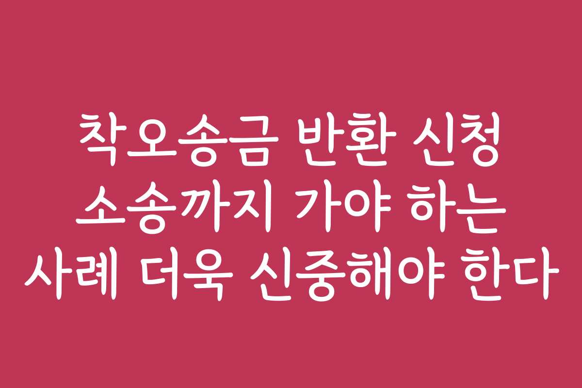 착오송금 반환 신청 소송까지 가야 하는 사례 더욱 신중해야 한다