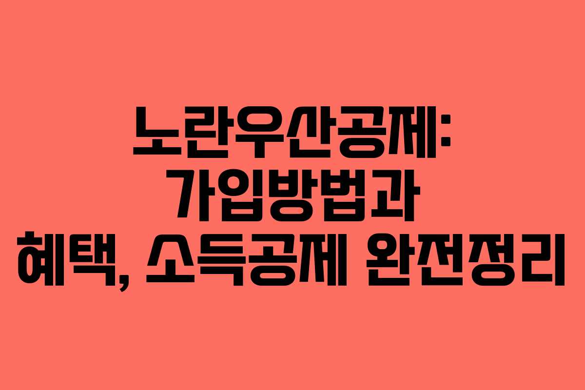 노란우산공제: 가입방법과 혜택, 소득공제 완전정리