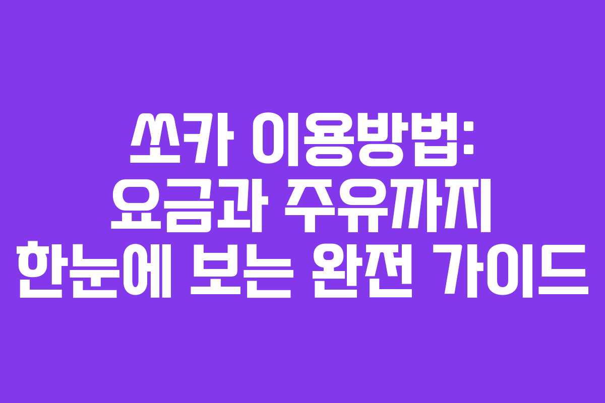 쏘카 이용방법: 요금과 주유까지 한눈에 보는 완전 가이드