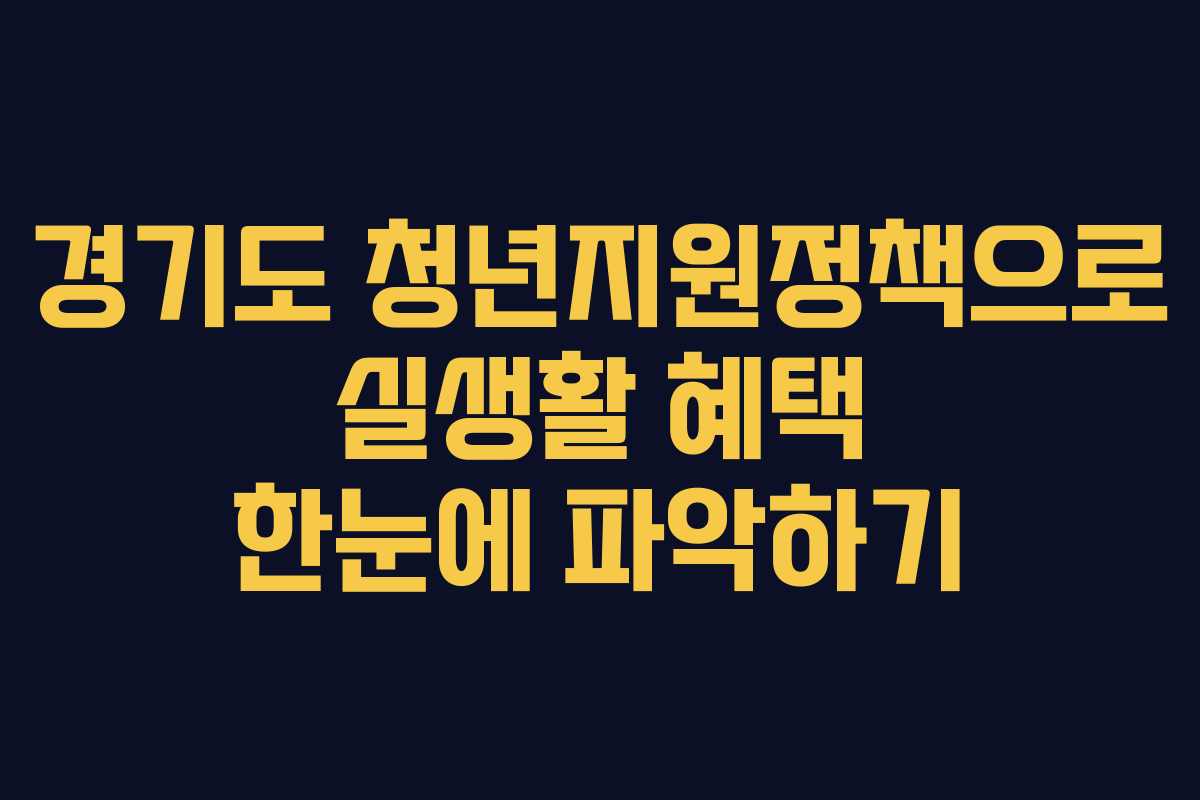 경기도 청년지원정책으로 실생활 혜택 한눈에 파악하기