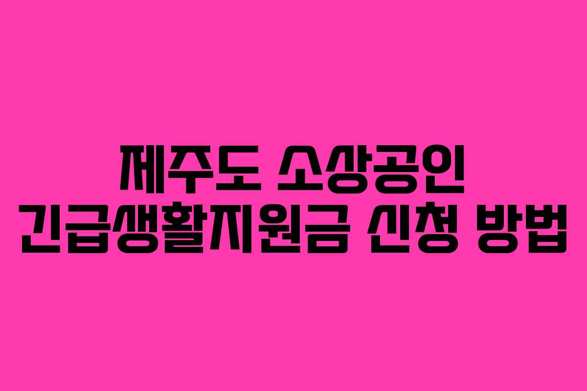 제주도 소상공인 긴급생활지원금 신청 방법