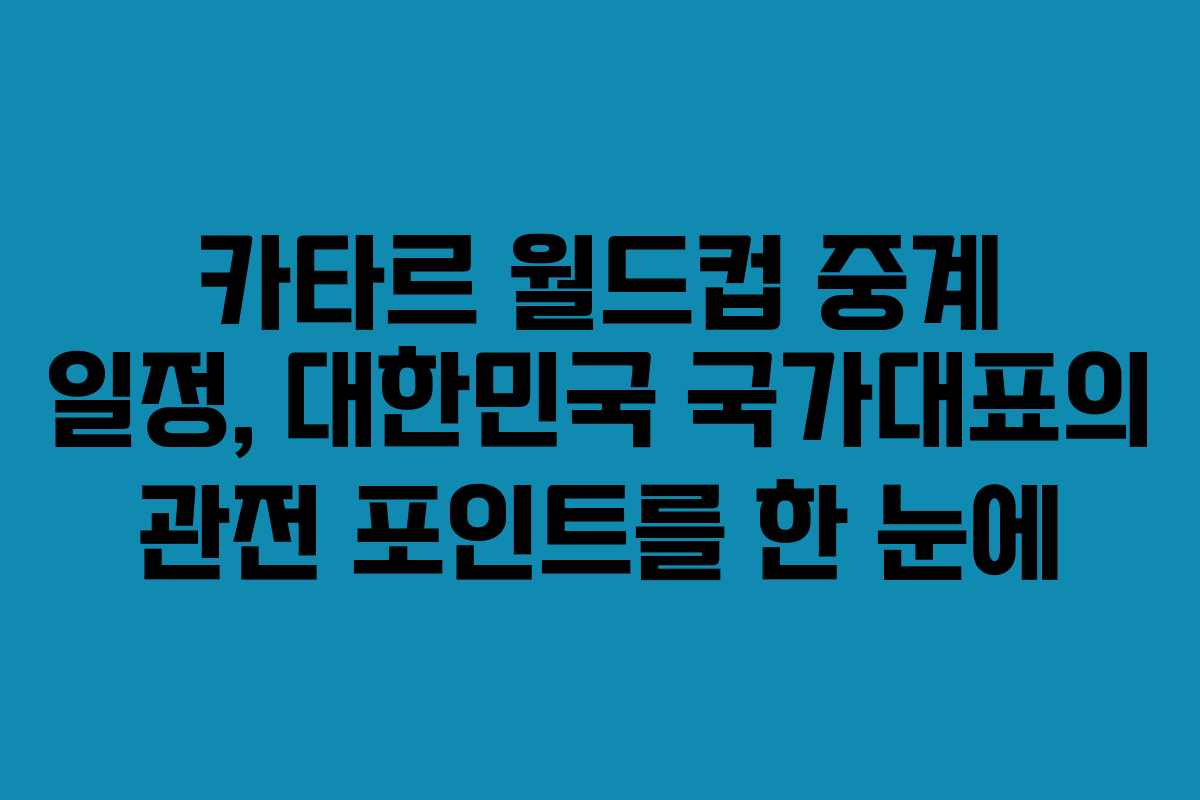 카타르 월드컵 중계 일정, 대한민국 국가대표의 관전 포인트를 한 눈에