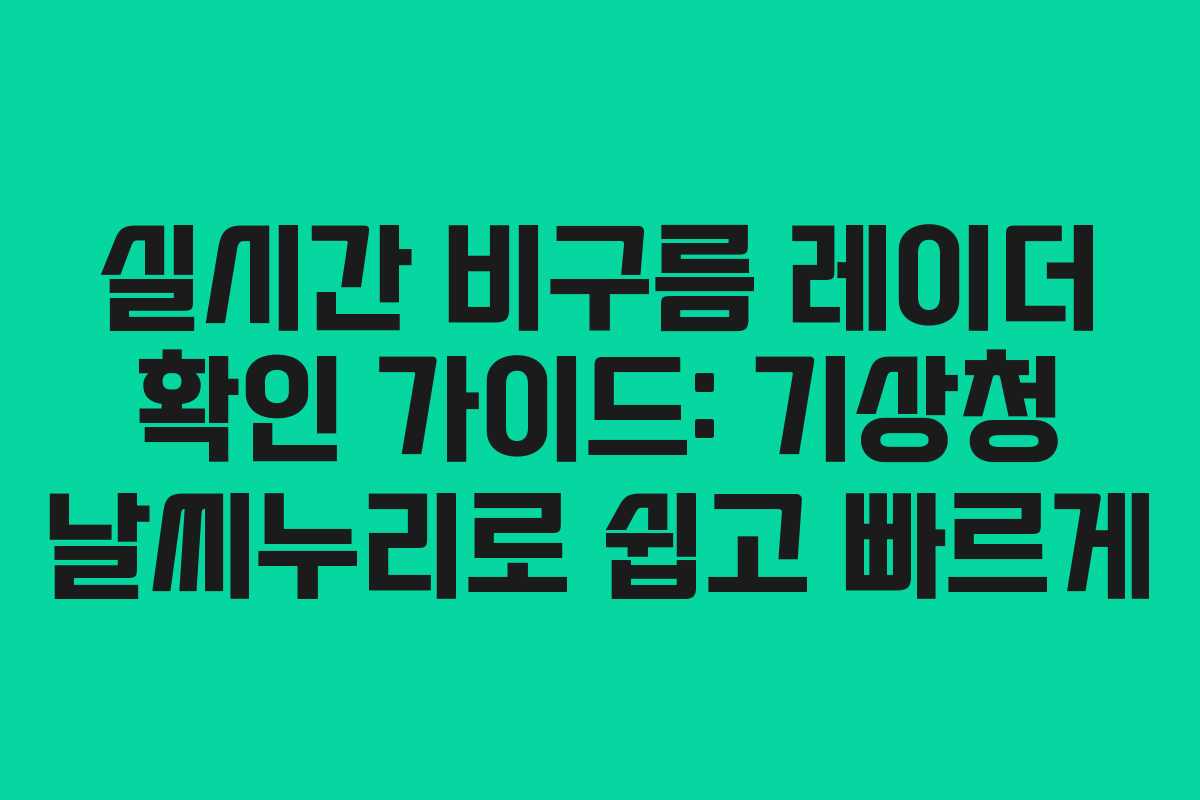 실시간 비구름 레이더 확인 가이드: 기상청 날씨누리로 쉽고 빠르게