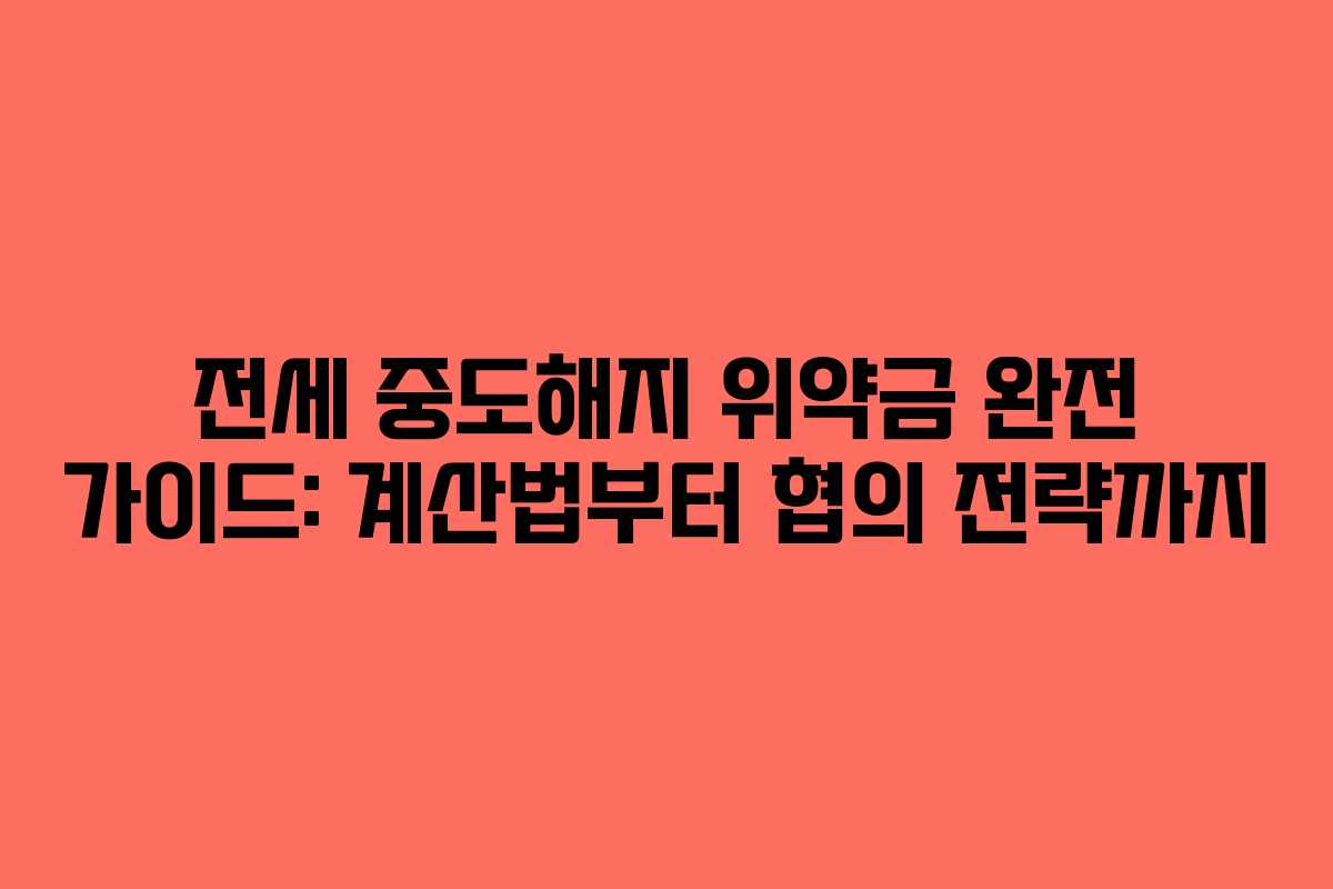 전세 중도해지 위약금 완전 가이드: 계산법부터 협의 전략까지