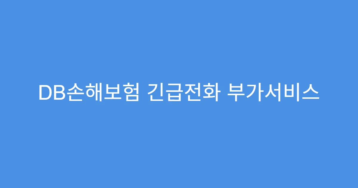 DB손해보험 긴급전화 부가서비스 제공되는지?