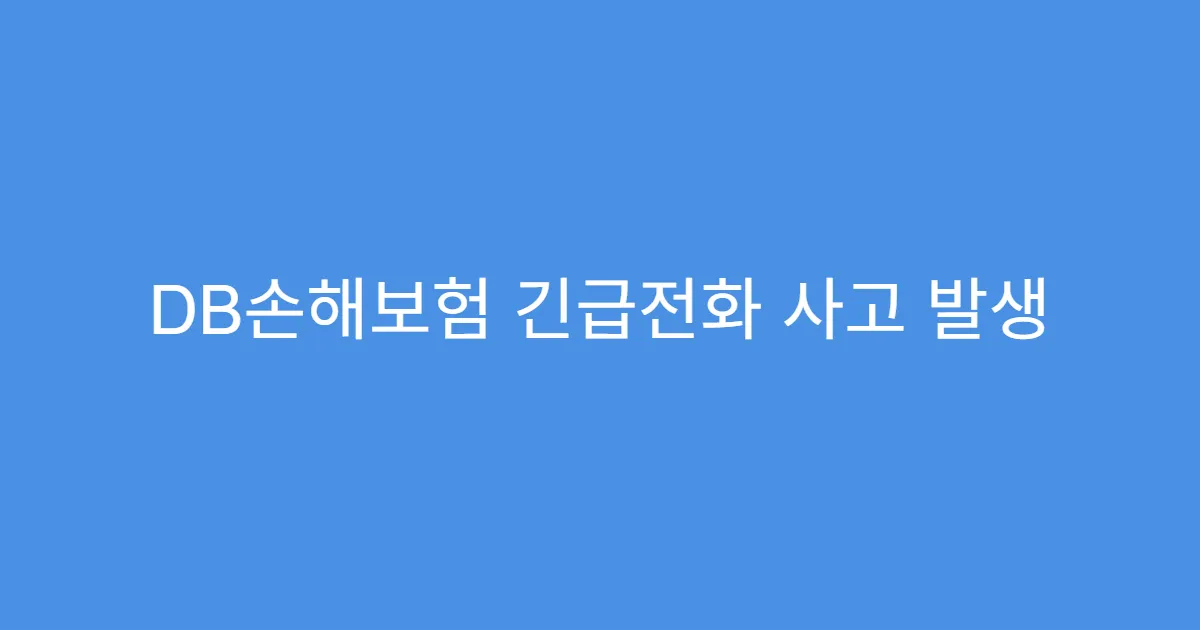 DB손해보험 긴급전화 사고 발생 후 처리순서