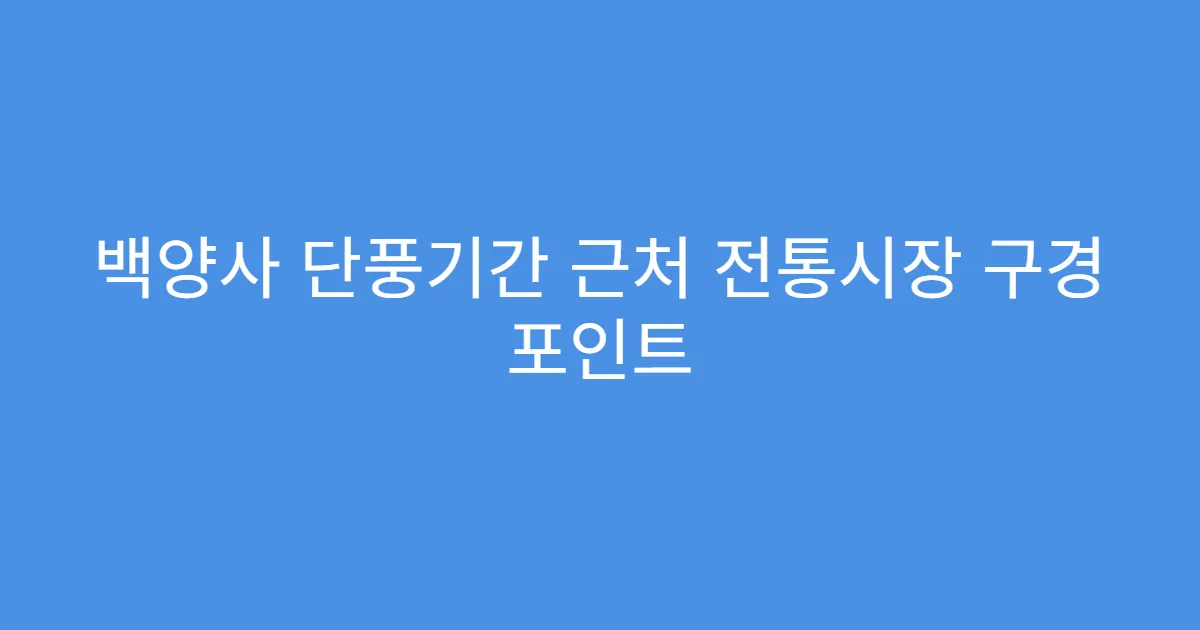 백양사 단풍기간 근처 전통시장 구경 포인트