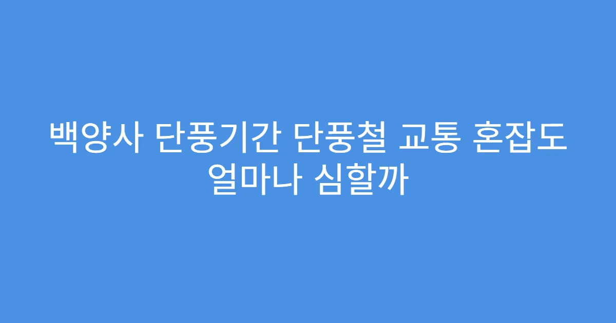 백양사 단풍기간 단풍철 교통 혼잡도 얼마나 심할까