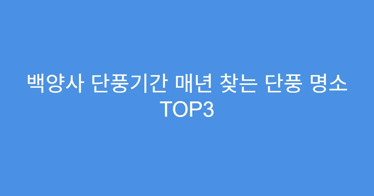 백양사 단풍기간 매년 찾는 단풍 명소 TOP3